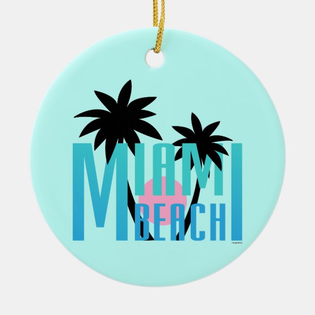 Miami-Beach-Florida-Typography Ceramic Ornament (Front)