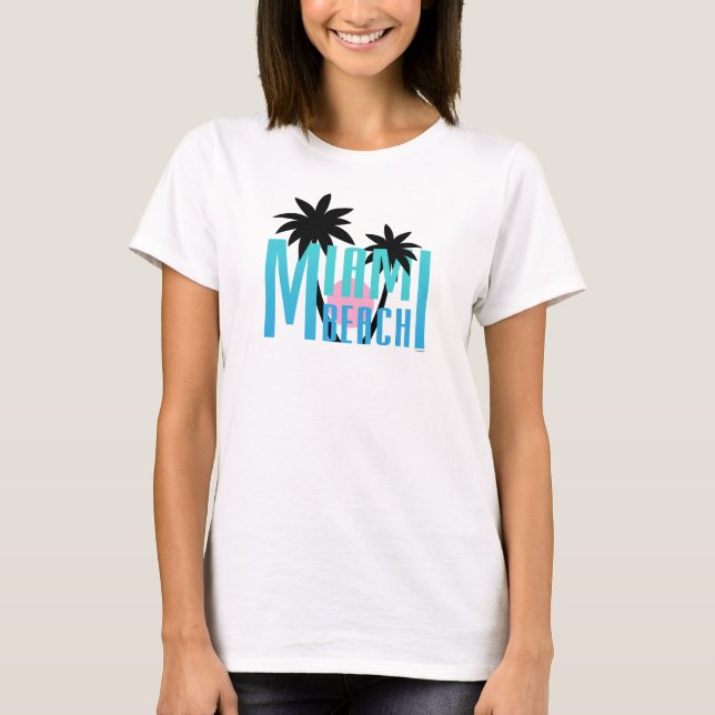 Miami Beach, Florida, Typography Cool T-Shirt (Front)
