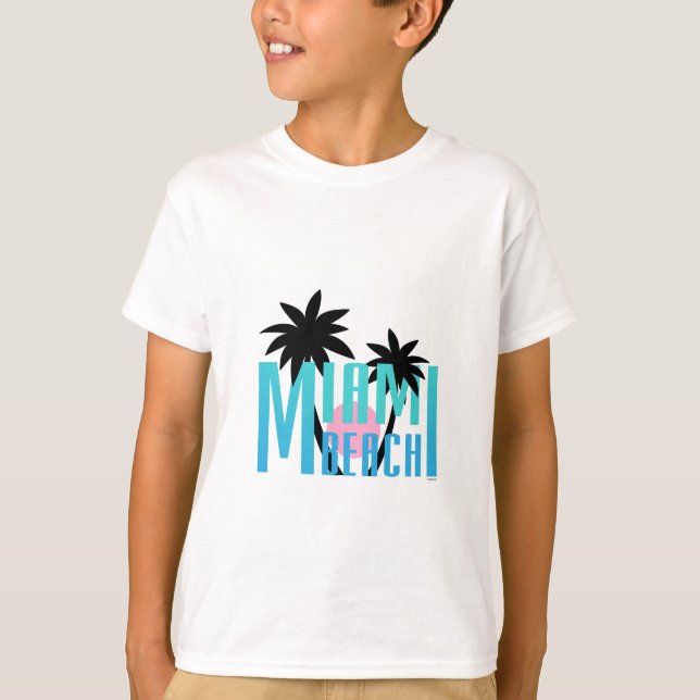 Miami Beach, Florida, Typography Cool T-Shirt (Front)