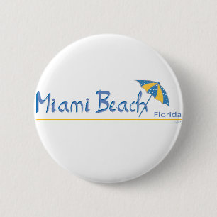 Miami Beach, Florida Umbrella Cool 2 Inch Round Button