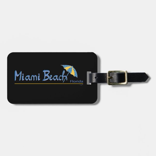 Miami Beach, Florida Umbrella Cool Luggage Tag (Front Horizontal)