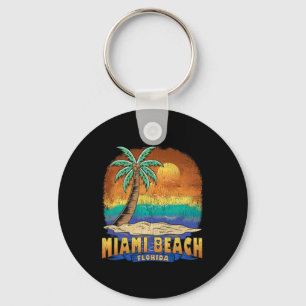 Miami Beach Florida Vintage Distressed Souvenir Keychain
