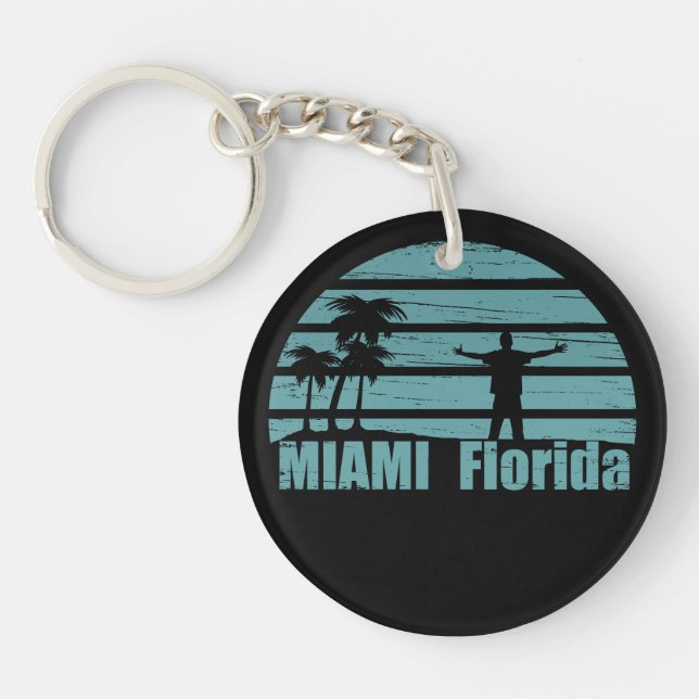 Miami beach Florida vintage Keychain (Front)