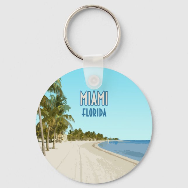 Miami Beach Florida Vintage Keychain (Front)