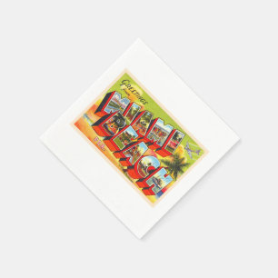 Miami Beach Florida Vintage Large Letter Postcard Napkin