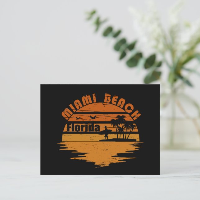 Miami Beach Florida vintage sunset Holiday Postcard (Standing Front)