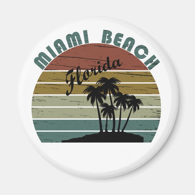 Miami Beach Florida vintage sunset Magnet (Front)