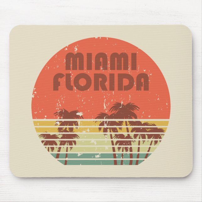 Miami Beach Florida vintage sunset Mouse Pad (Front)