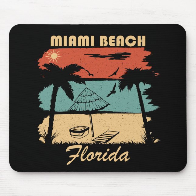 Miami Beach Florida vintage sunset Mouse Pad (Front)