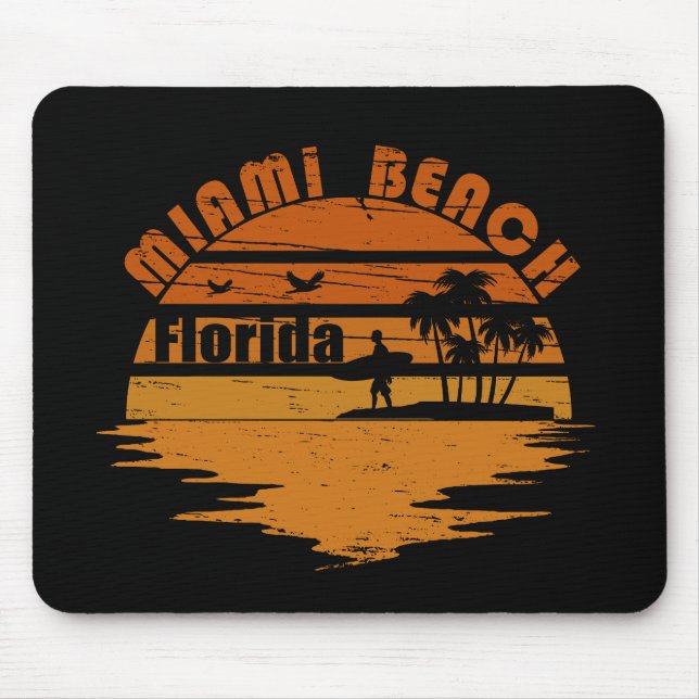 Miami Beach Florida vintage sunset Mouse Pad (Front)