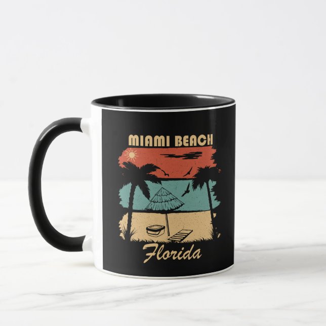 Miami Beach Florida vintage sunset Mug (Left)