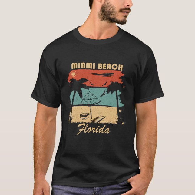Miami Beach Florida vintage sunset T-Shirt (Front)