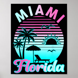 Miami Beach Florida Vintage Sunset Tropical Summer Poster