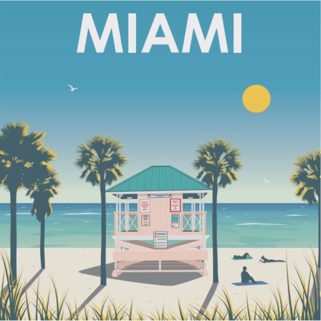 Miami Beach Florida Vintage Travel (Front)
