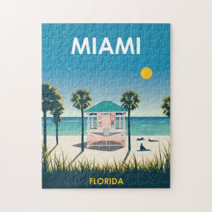 Miami Beach Florida Vintage Travel Jigsaw Puzzle