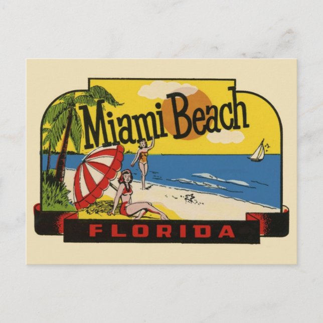 Miami Beach Florida Vintage Travel Postcard (Front)