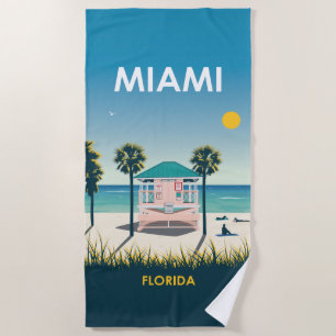 Miami Beach Florida Vintage Travel Towel