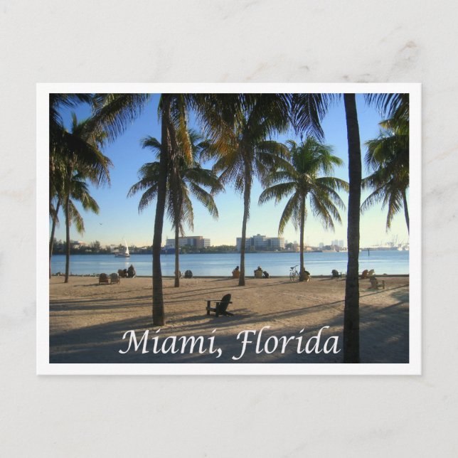 Miami Beach Floride, carte postale coucher de sole (Devant)