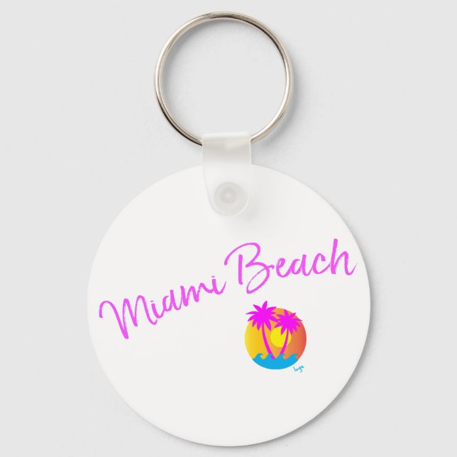 Miami-Beach-logo-sun-palms-pink Keychain (Front)