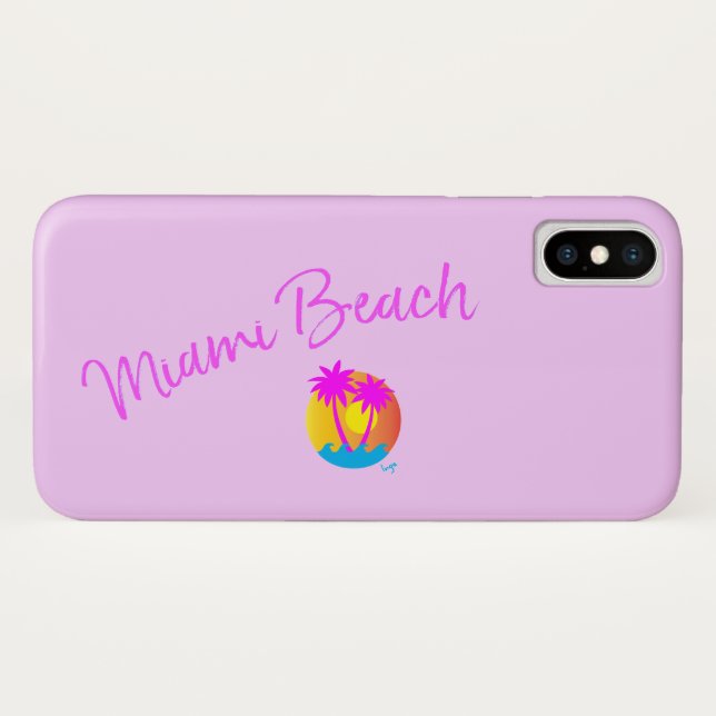 Miami-Beach-logo-sun-palms-pink lavender Case-Mate iPhone Case (Back (Horizontal))