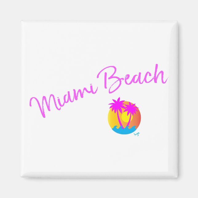 Miami-Beach-logo-sun-palms-pink Magnet (Front)