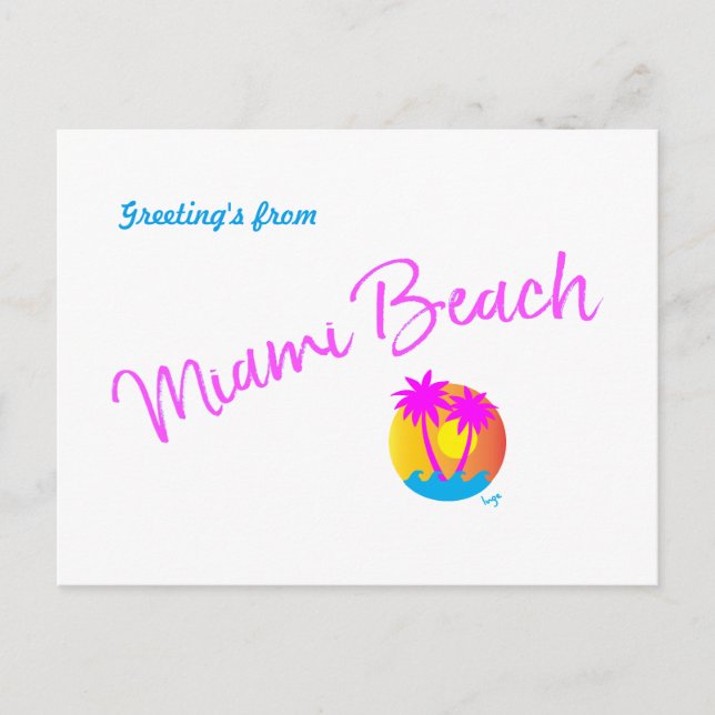 Miami-Beach-logo-sun-palms-pink Postcard (Front)
