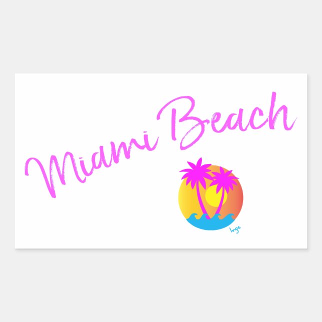 Miami-Beach-logo-sun-palms-pink Sticker (Front)