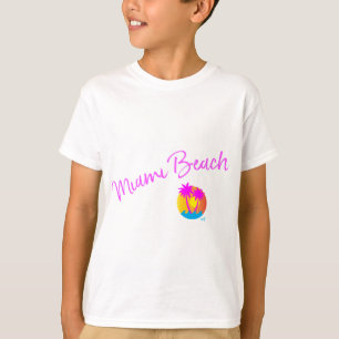 Miami-Beach-logo-sun-palms-pink T-Shirt