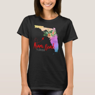 Miami Beach Map Matching Vacation Family Girls tri T-Shirt