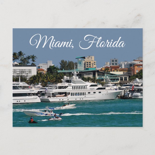 Miami Beach  Marina Florida Travel Postcard (Front)