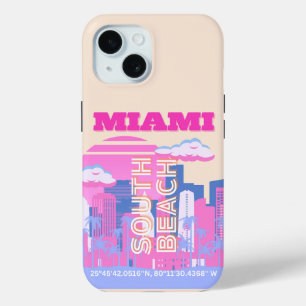 Miami Beach, Miami Travel Art, Preppy iPhone 15 Case