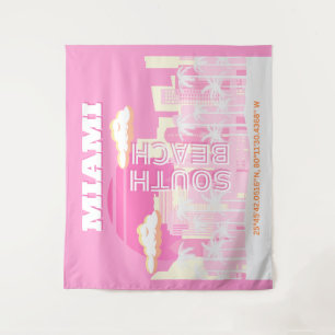Miami Beach, Miami Travel Art, Preppy, Pink Tapestry