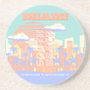 Miami Beach, Miami Travel Art, Preppy Room, Pastel Coaster