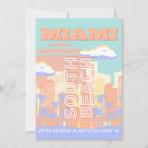 Miami Beach, Miami Travel Art, Preppy Room, Pastel Holiday Card