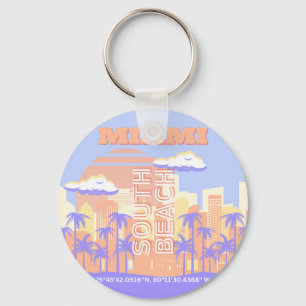 Miami Beach, Miami Travel Art, Preppy Room, Pastel Keychain