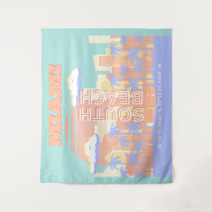 Miami Beach, Miami Travel Art, Preppy Room, Pastel Tapestry