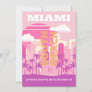 Miami Beach, Miami Travel Art, Preppy Room, Pink Holiday Card