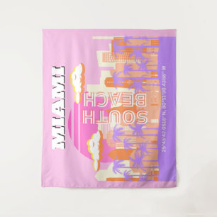 Miami Beach, Miami Travel Art, Preppy Room, Pink Tapestry