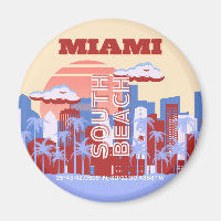 Miami Beach, Miami Travel Art, Retro