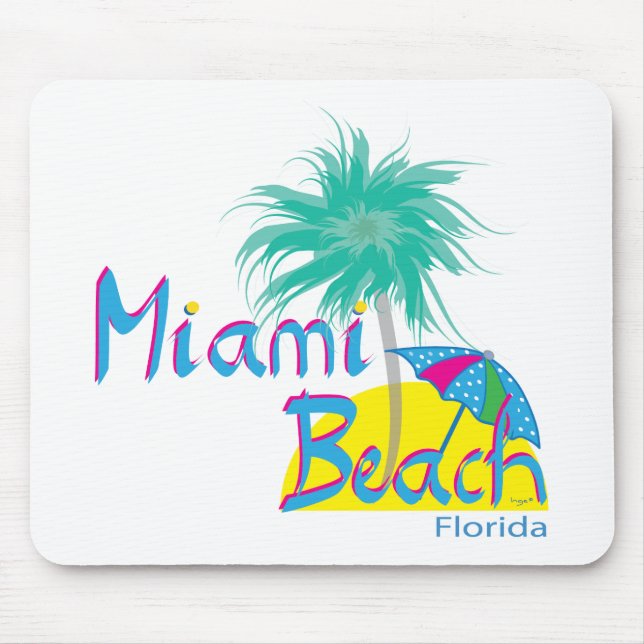 Miami Beach Palm and Sun Mouse Pad (Front)