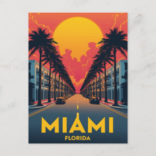Miami Beach Palms Art Deco Postcard