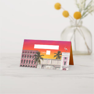 Miami Beach Rainbow Row Charleston Palm Wedding Place Card