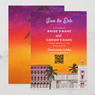 Miami Beach Rainbow Row Charleston Palm Wedding Save The Date