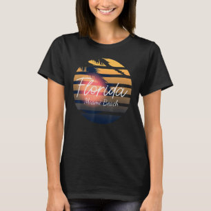 Miami Beach Retro Florida Palm Trees Summer Souven T-Shirt
