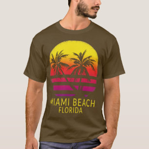 Miami Beach South Florida Vintage Tropical Sunset T-Shirt