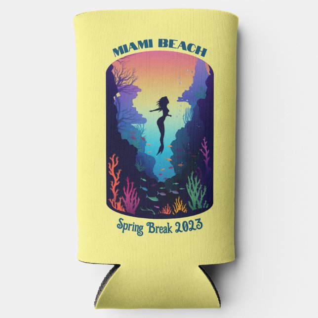 Miami Beach Spring Break 2023 Mermaid Reef Seltzer Can Cooler (Front)