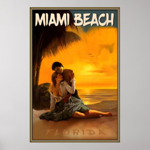 Miami Beach Sunrise Dade County Florida Travel Poster