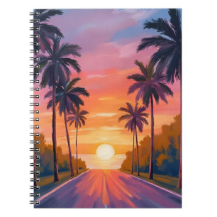 Miami Beach Sunset Palm Tree Tropical Notebook