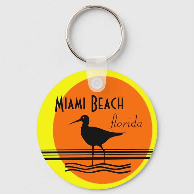 Miami Beach Sunset Souvenir Keychain (Front)
