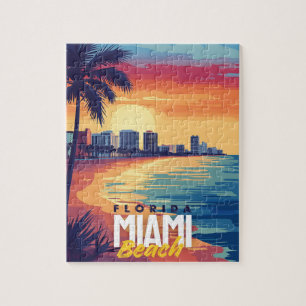Miami Beach Sunset   Vibrant Florida Coastal Jigsaw Puzzle